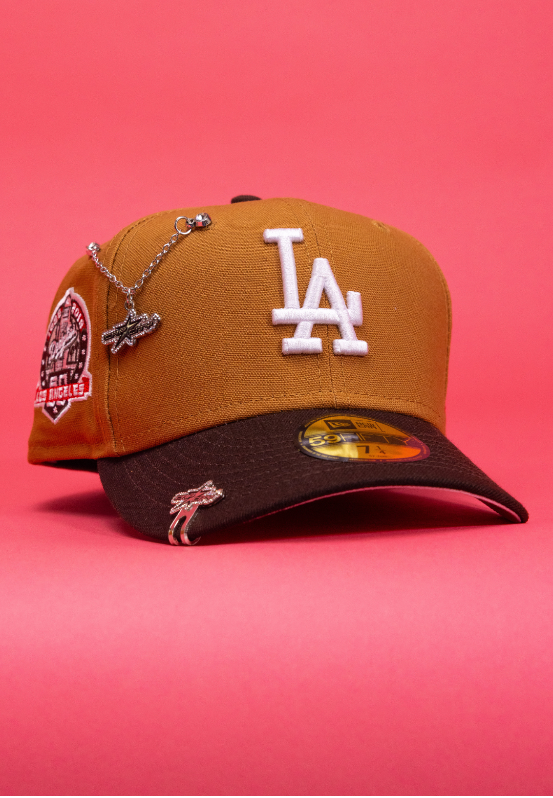 New Era Exclusive 59Fifty Tan/Brown Los Angeles Dodgers W/ 60th Anniversary Side Patch