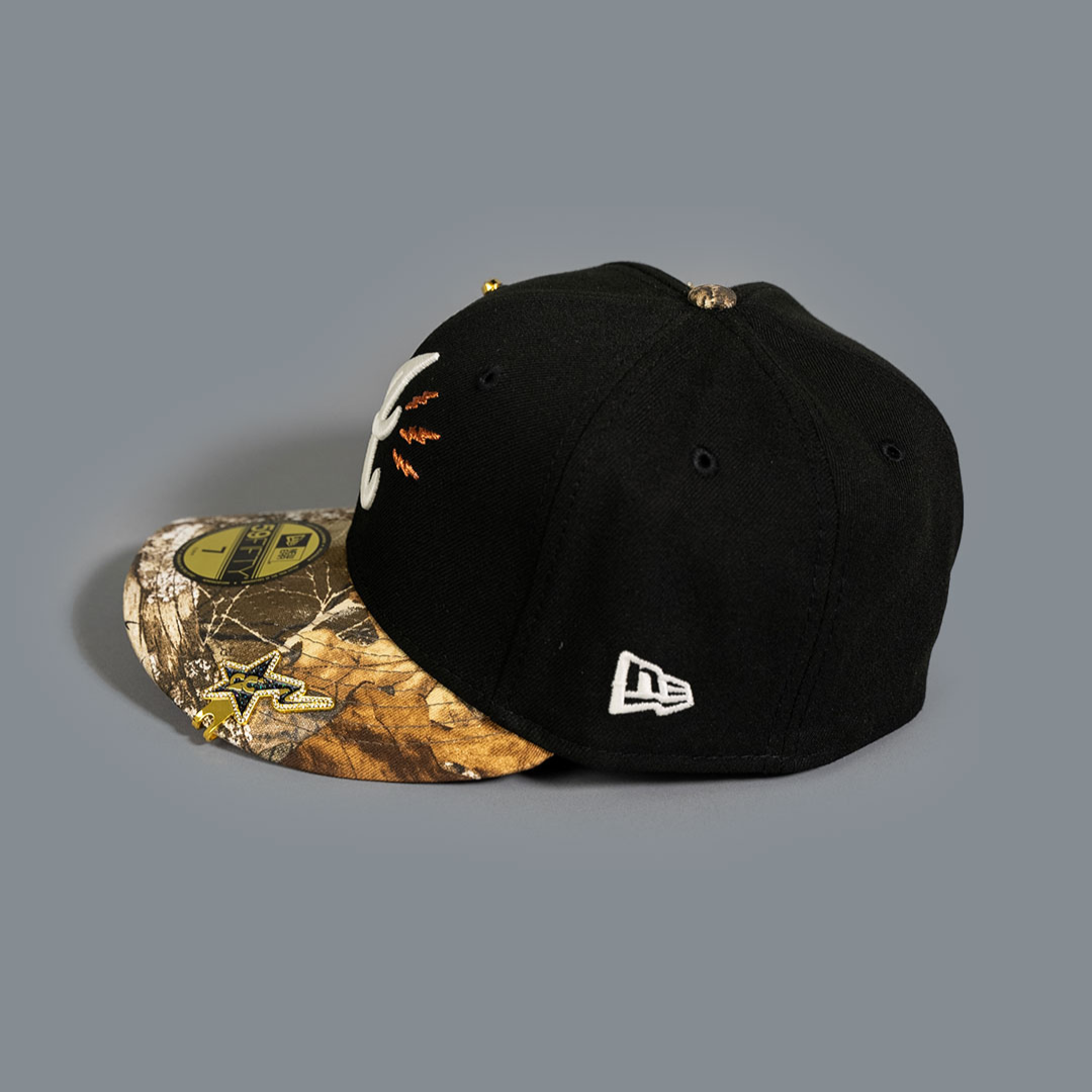 NEW ERA 59FIFTY BLACK/ REALTREE ATLANTA BRAVES W/ "WELCOME TO THE SHOW" SIDE PATCH