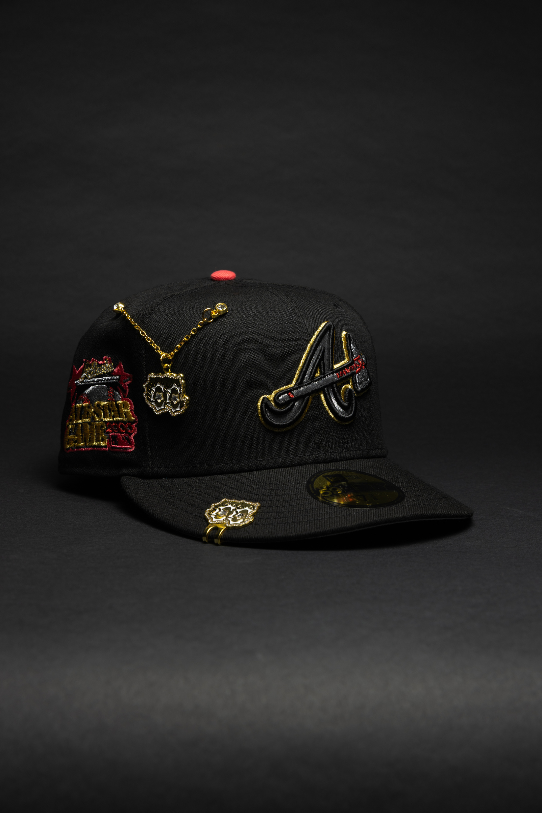 NEW ERA EXCLUSIVE 59FIFTY BLACK ATLANTA BRAVES W/ 2000 ALL STAR GAME SIDE PATCH