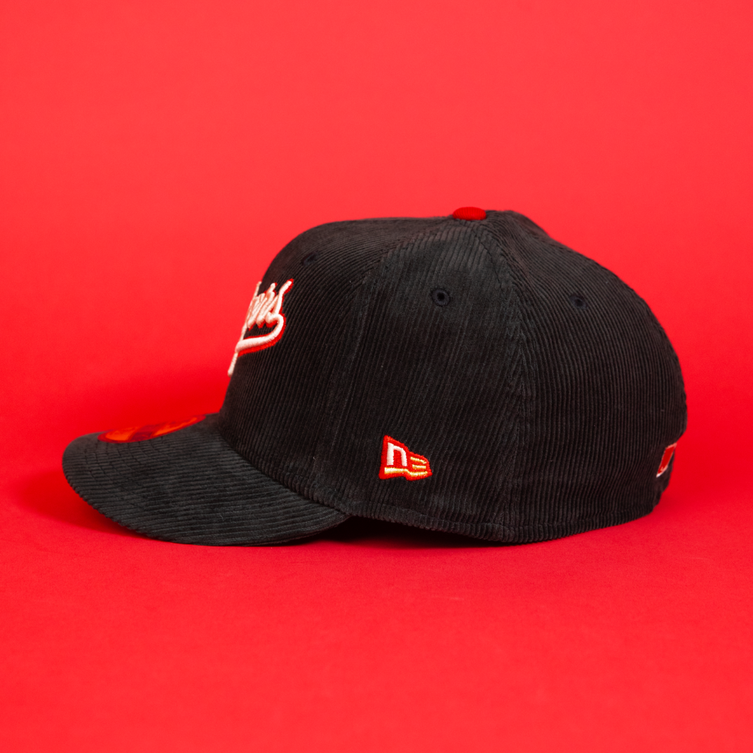 NEW ERA EXCLUSIVE 59FIFTY CORDUROY LOS ANGELES DODGERS SCRIPT W/ 100TH ANNIVERSARY SIDE PATCH