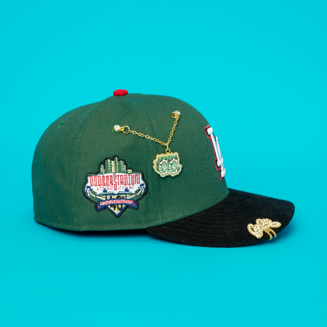 NEW ERA EXCLUSIVE 59FIFTY DARK GREEN/ CORDUROY LOS ANGELES DODGERS W/ 40TH ANNIVERSARY SIDE PATCH