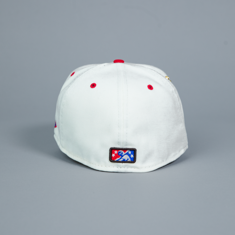 NEW ERA EXCLUSIVE 59FIFTY CHROME/ WALNUT BUFFALO BISONS W/ 25TH ANNIVERSARY PATCH