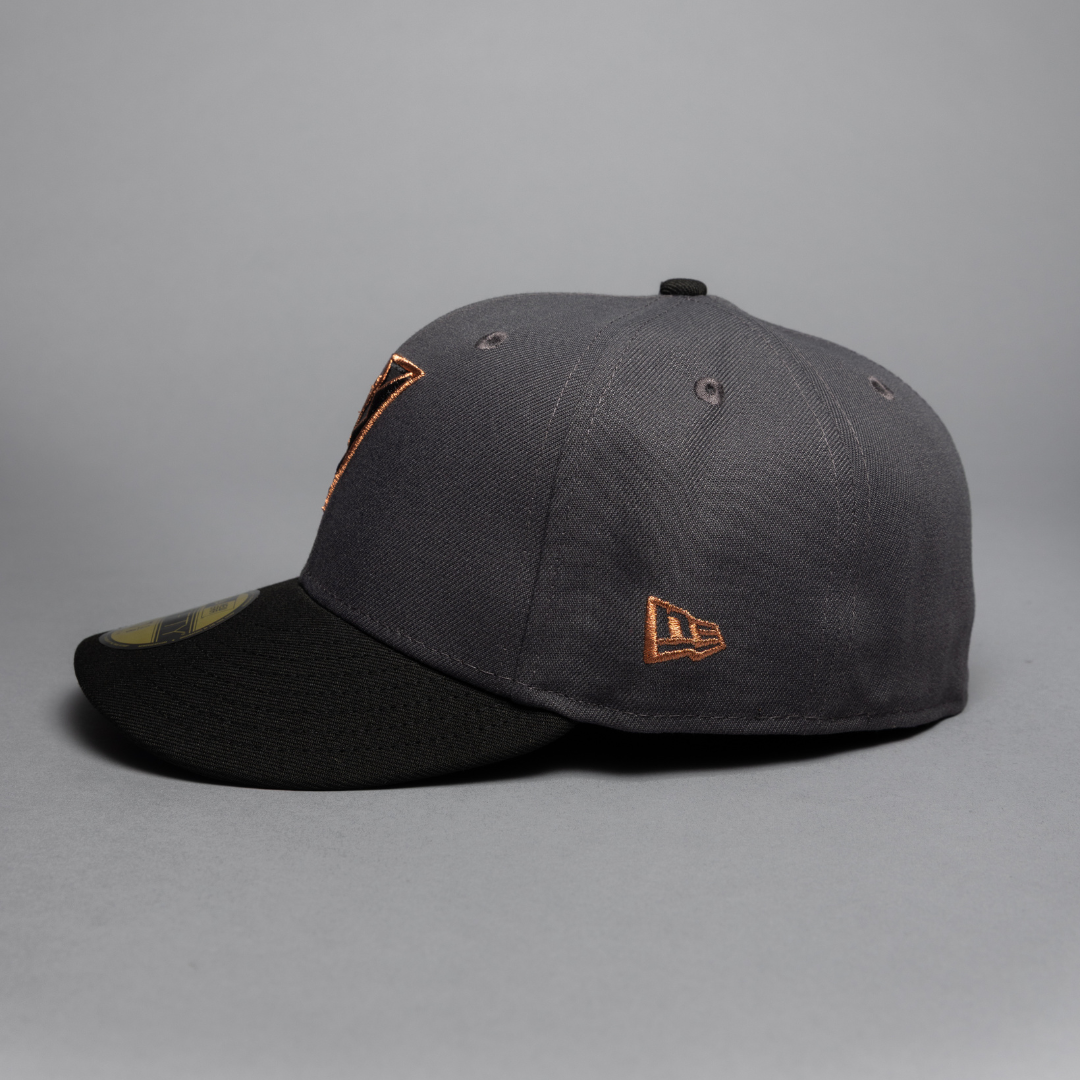 NEW ERA EXCLUSIVE 59FIFTY GREY/BLACK UPSIDE DOWN ARIZONA DIAMONDBACKS W/ WORLD SERIES CHAMPIONS SIDE PATCH