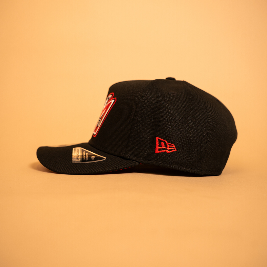 NEW ERA 9FIFTY A-FRAME BLACK ANAHEIM ANGELS SNAPBACK W/ 50TH ANNIVERSARY SIDE PATCH