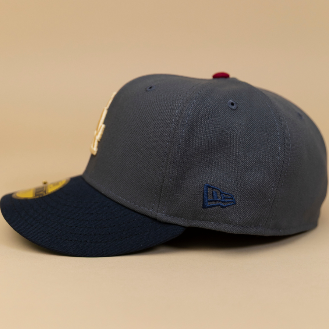 NEW ERA EXCLUSIVE 59FIFTY GREY/ NAVY LOS ANGELES DODGERS W/ 40TH ANNIVERSARY SIDE PATCH
