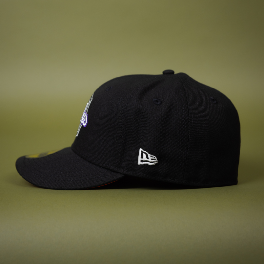 NEW ERA EXCLUSIVE 59FIFTY BLACK HOUSTON ASTROS W/ SPIDER WEB LOGO + CACTI PARK SIDE PATCH