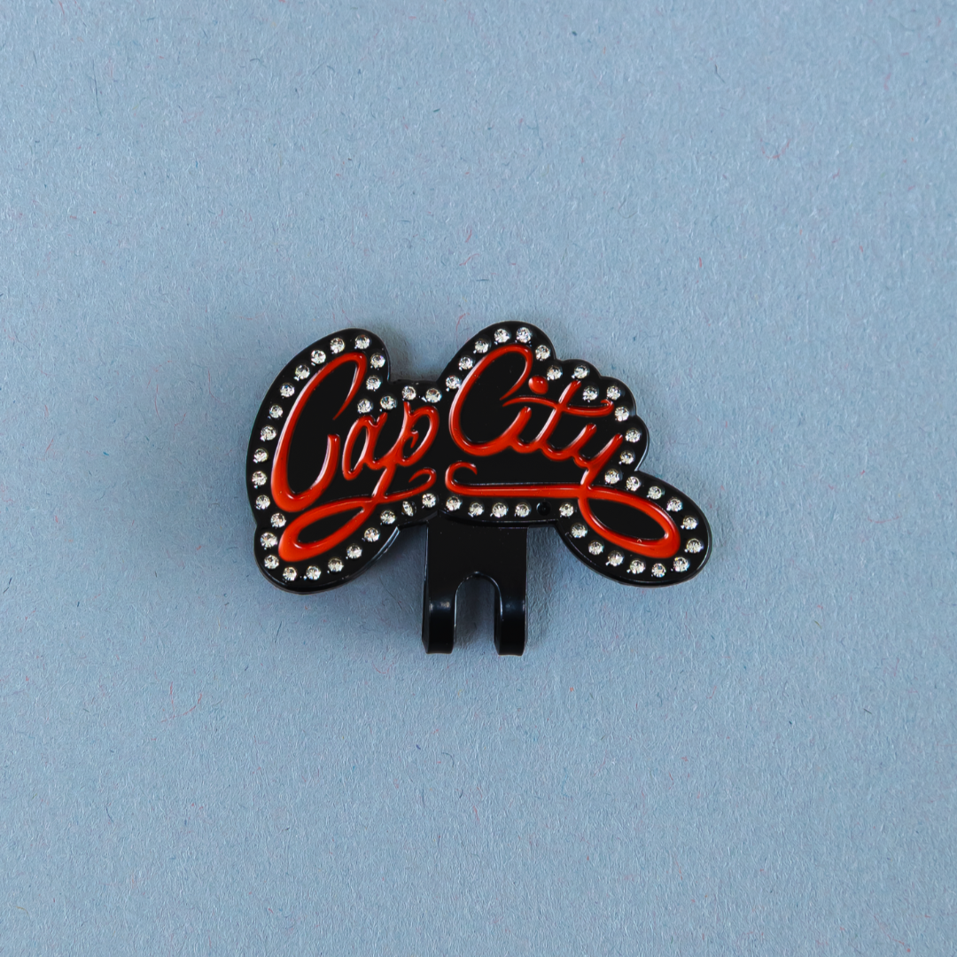*NEW BLACK & RED "CAP CITY" BLIP W/ RHINESTONES VERY LIMITED