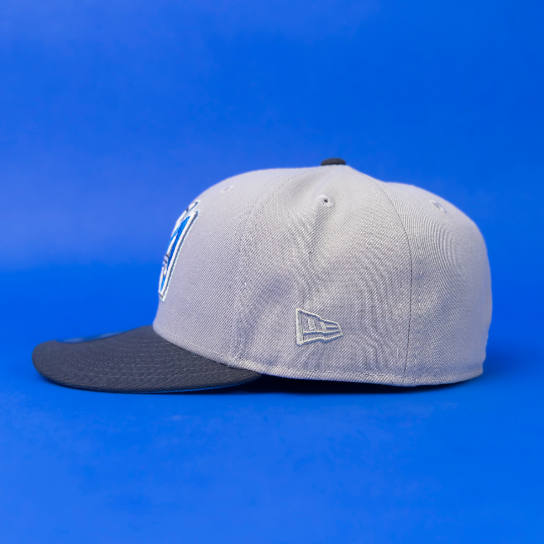 NEW ERA EXCLUSIVE 59FIFTY STONE/DARK GREY ANAHEIM ANGELS W/ 50TH ANNIVERSARY SIDEPATCH
