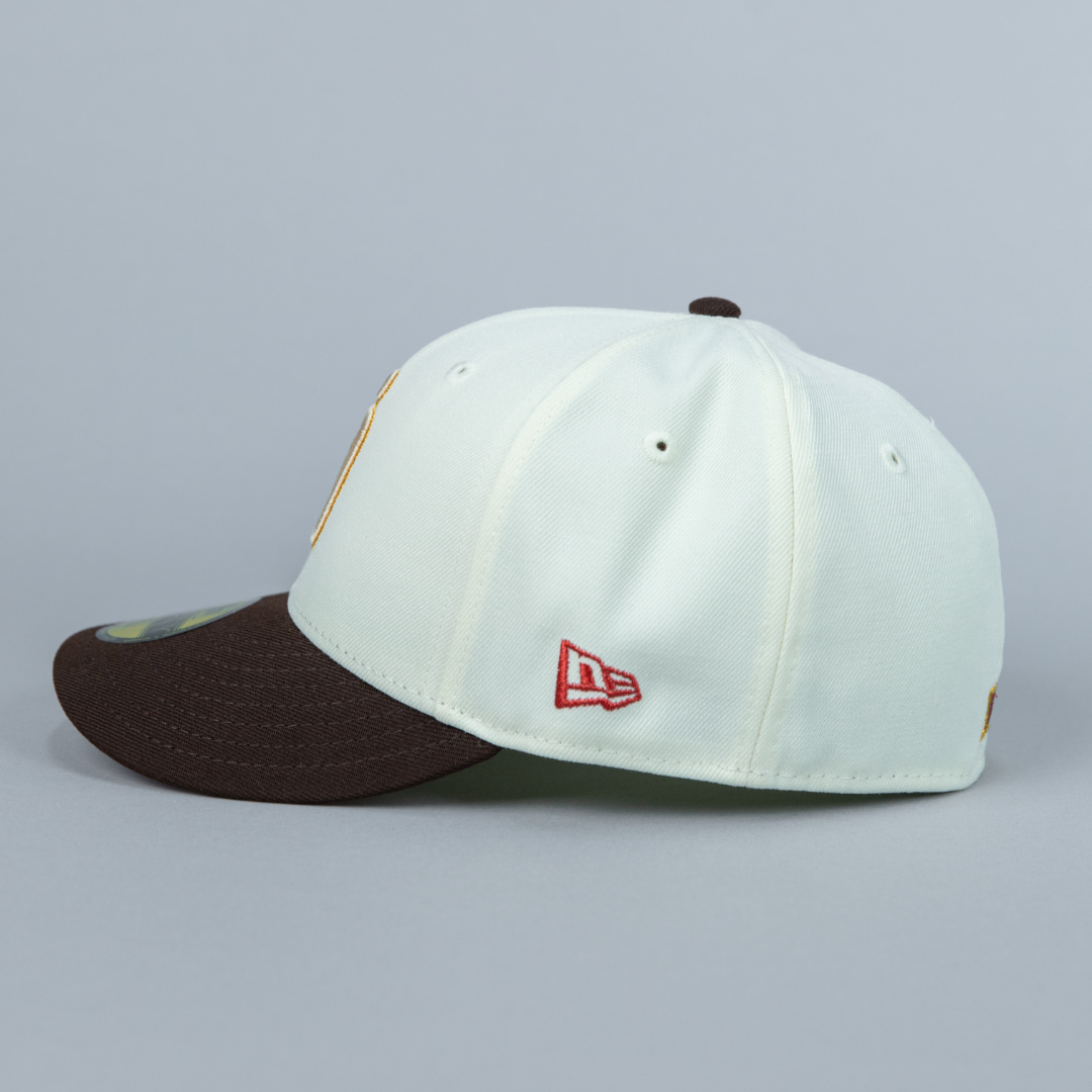 NEW ERA EXCLUSIVE 59FIFTY CHROME/ BROWN SAN DIEGO PADRES W/ PETCO PARK SIDE PATCH
