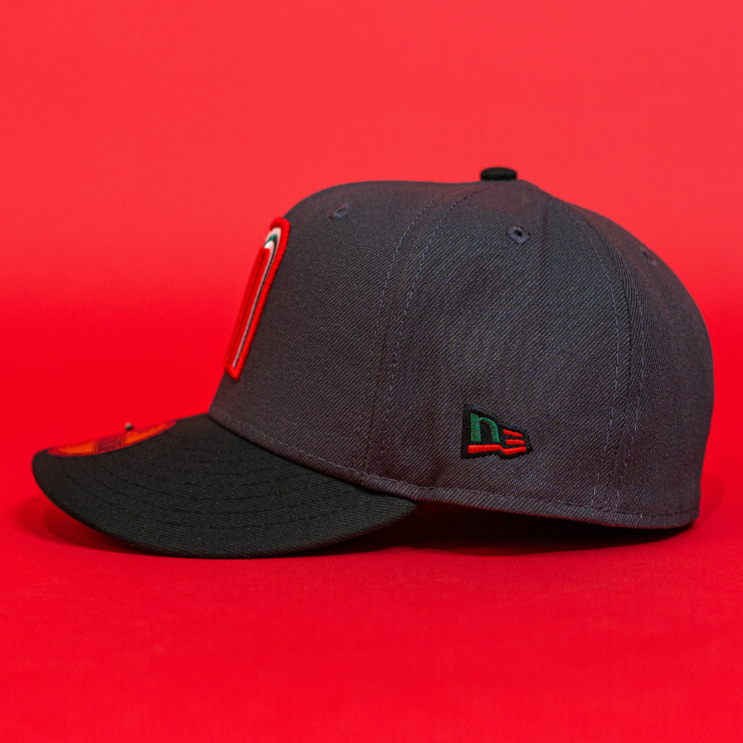 NEW ERA EXCLUSIVE 59FIFTY DARK GREY/ BLACK MEXICO 2025 WORLD BASEBALL CLASSIC W/ AZTEC CALENDER SIDE PATCH