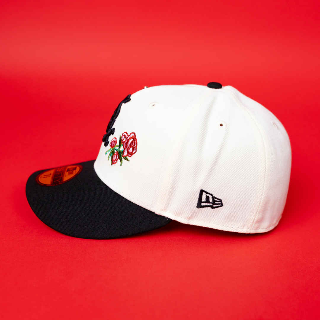 New Era Exclusive 59FIFTY Chrome/ Black Chicago White Sox W/ Pink Rose