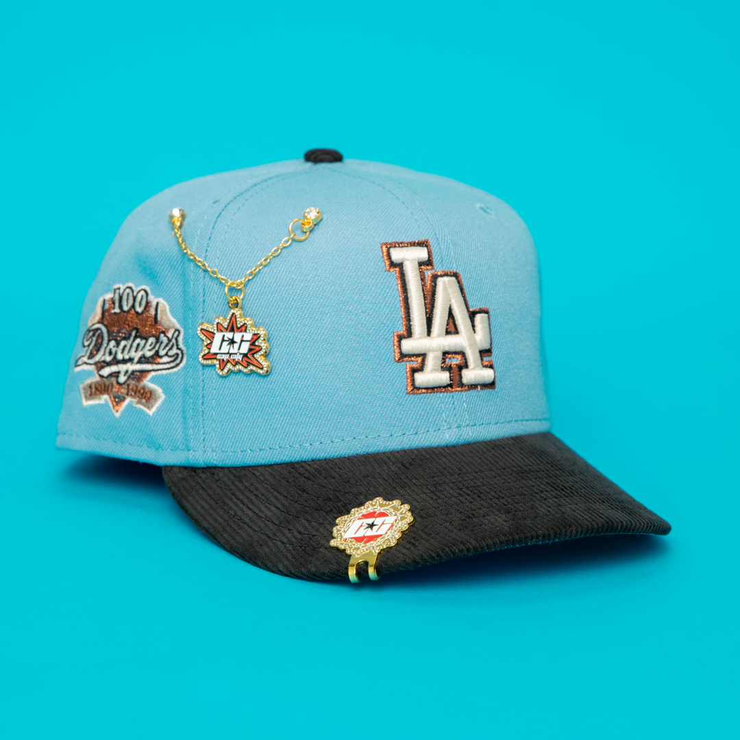 EXCLUSIVO DE NEW ERA 59FIFTY CROMADO BLANCO/ORO LOS ANGELES DODGERS CON PARCHE DEL JUEGO ALL STAR 2000 