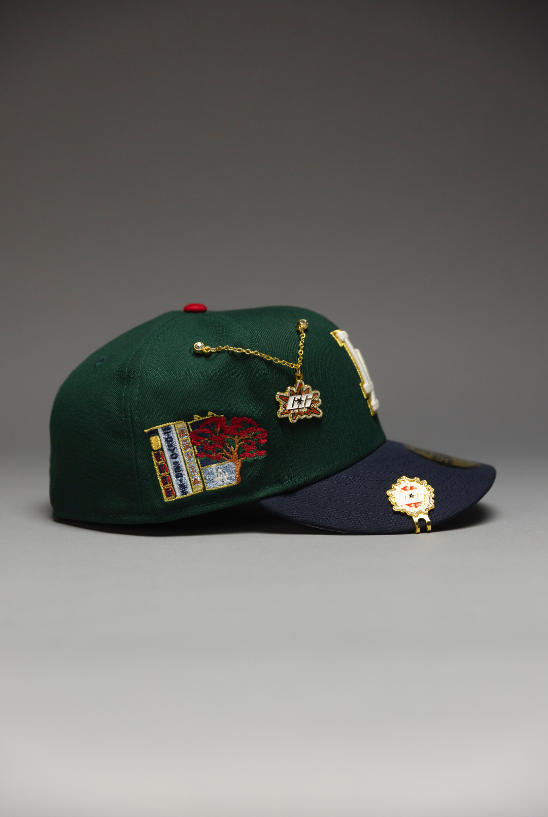 NEW ERA EXCLUSIVE 59FIFTY FOREST GREEN/NAVY LOS ANGELES DODGERS W/ TOKYO SERIES SIDE PATCH