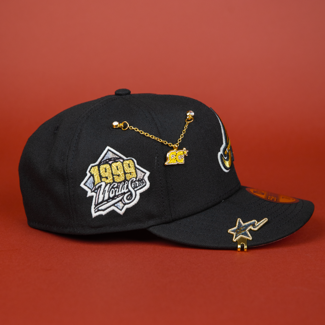 NEW ERA 59FIFTY BLACK ATLANTA BRAVES W/ 1999 WORLD SERIES SIDE PATCH