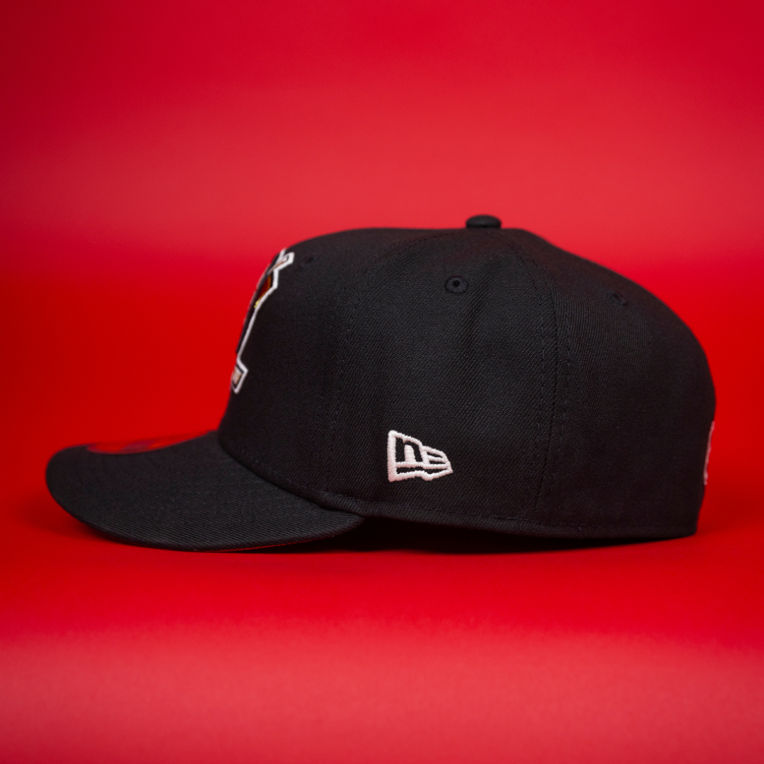 NEW ERA EXCLUSIVE 59FIFTY BLACK ANAHEIM DUCKS W/ 30TH ANNIVERSARY SIDE PATCH