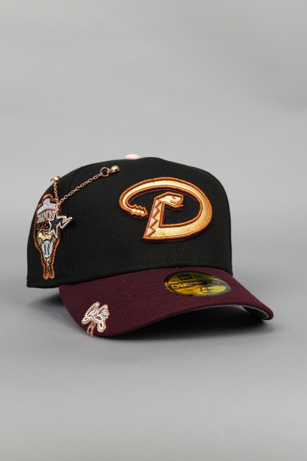 NEW ERA EXCLUSIVE 59FIFTY BLACK/ BURGUNDY ARIZONA DIAMONDBACKS W/ 1998 INAUGURAL SEASON SIDE PATCH
