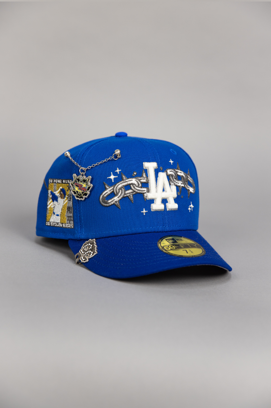 NEW ERA EXCLUSIVE 59FIFTY BLUE LOS ANGELES DODGERS W/ EMBROIDERY + SHOHEI OHTANI 50-50 CLUB SIDE PATCH