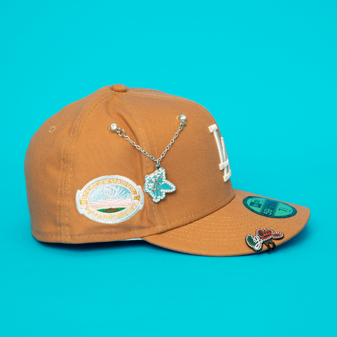 NEW ERA EXCLUSIVE 59FIFTY BRONZE LOS ANGELES DODGERS W/ 50TH ANNIVERSARY SIDE PATCH