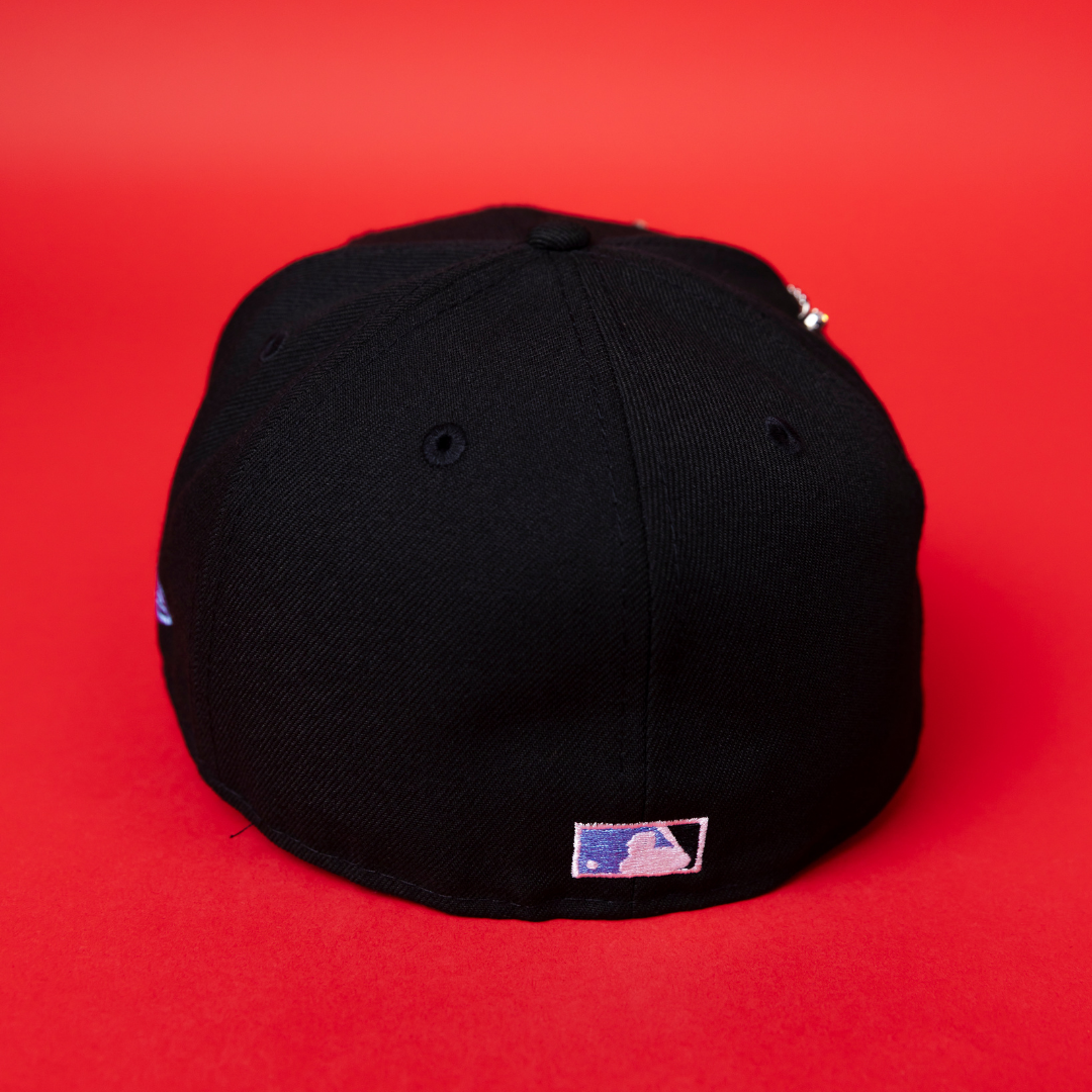 NEW ERA EXCLUSIVE 59FIFTY BLACK HOUSTON ASTROS W/ BLUE ROSE + "35 GREAT YEARS" SIDE PATCH