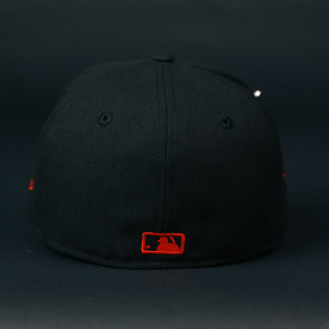 NEW ERA EXCLUSIVE 59FIFTY BLACKED OUT TEXAS RANGERS W/ WORLD SERIES SIDE PATCH