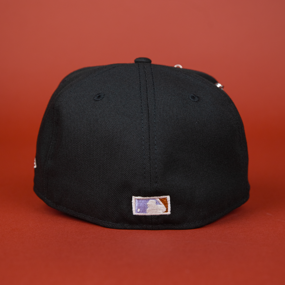 NEW ERA EXCLUSIVE 59FIFTY BLACK CHICAGO CUBS W/ "BE ALERT FOR FOUL BALLS" SIDE PATCH