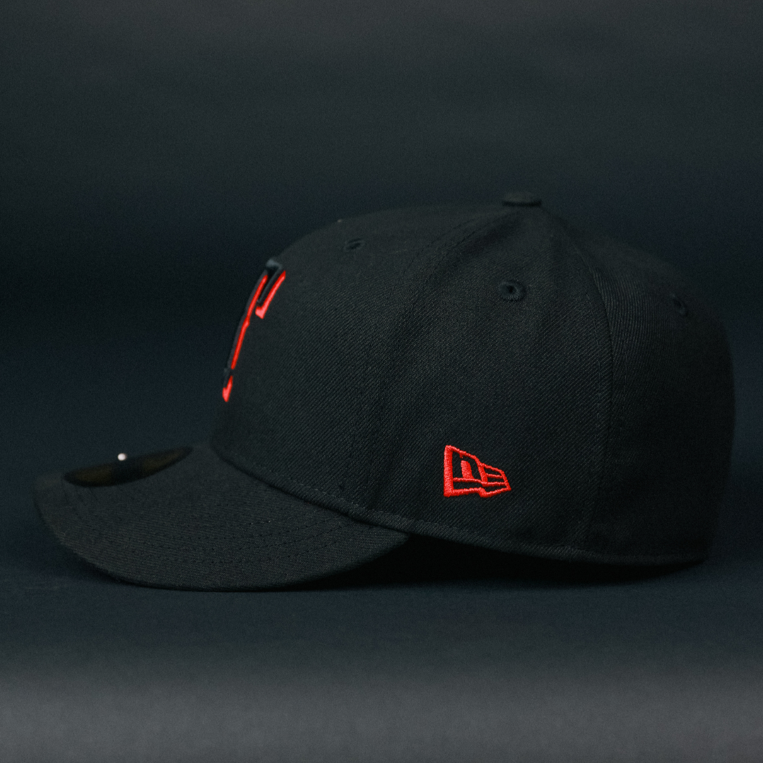 NEW ERA EXCLUSIVE 59FIFTY BLACKED OUT TEXAS RANGERS W/ WORLD SERIES SIDE PATCH