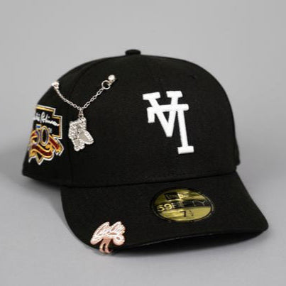 NEW ERA EXCLUSIVE 59FIFTY BLACK UPSIDE DOWN LOS ANGELES DODGERS W/ "JACKIE ROBINSON" SIDE PATCH