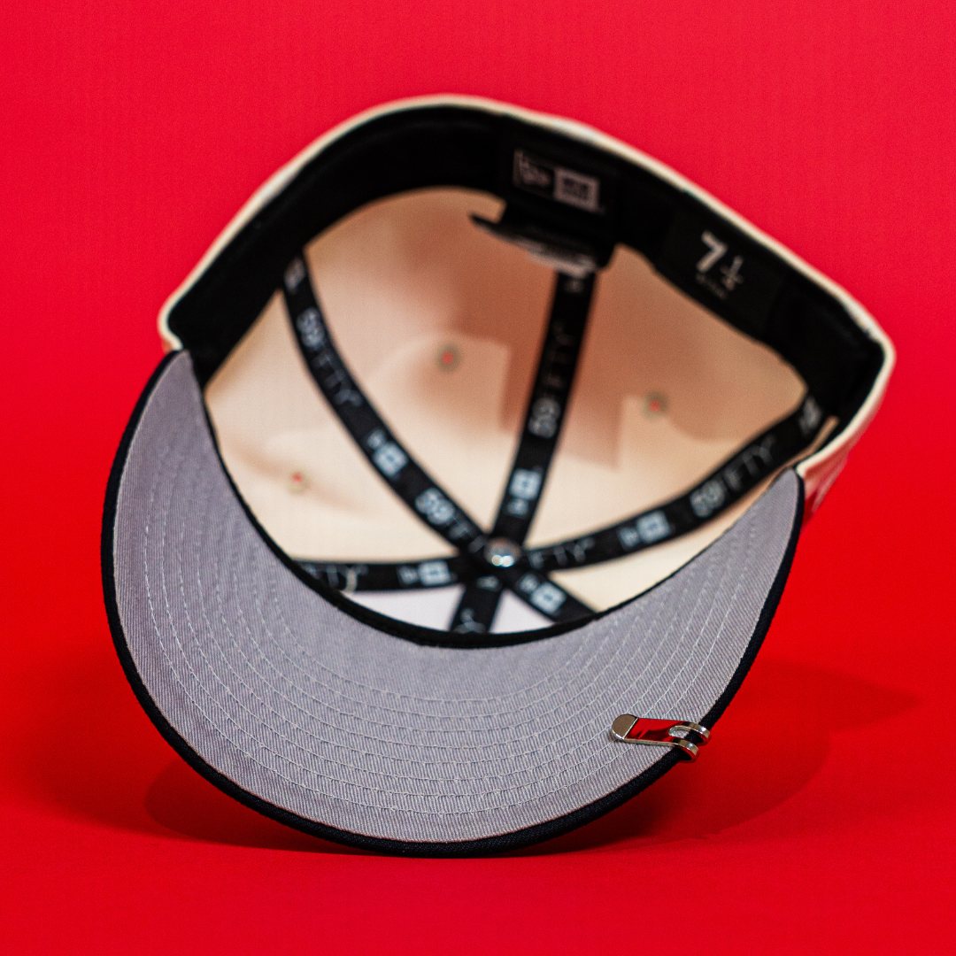 NEW ERA EXCLUSIVE 59FIFTY CHROME/ NAVY MEXICO 2025 WORLD BASEBALL CLASSIC W/ MEXICO FLAG SIDE PATCH