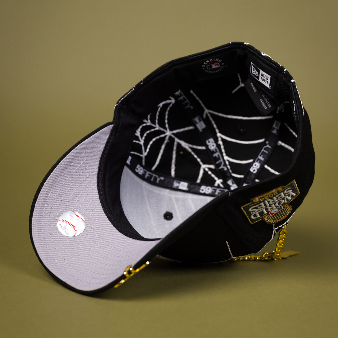 NEW ERA EXCLUSIVE 59FIFTY BLACK LOS ANGELES DODGERS W/ SPIDER WEB + 2024 WORLD SREIES SIDE PATCH