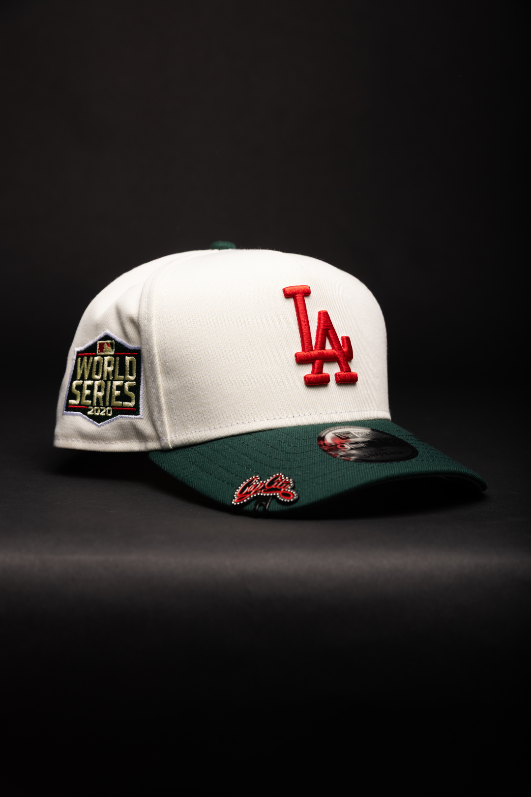 NEW ERA 9FIFTY A-FRAME CHROME/FOREST GREEN LOS ANGELES DODGERS SNAPBACK W/ 2020 WORLD SERIES SIDE PATCH
