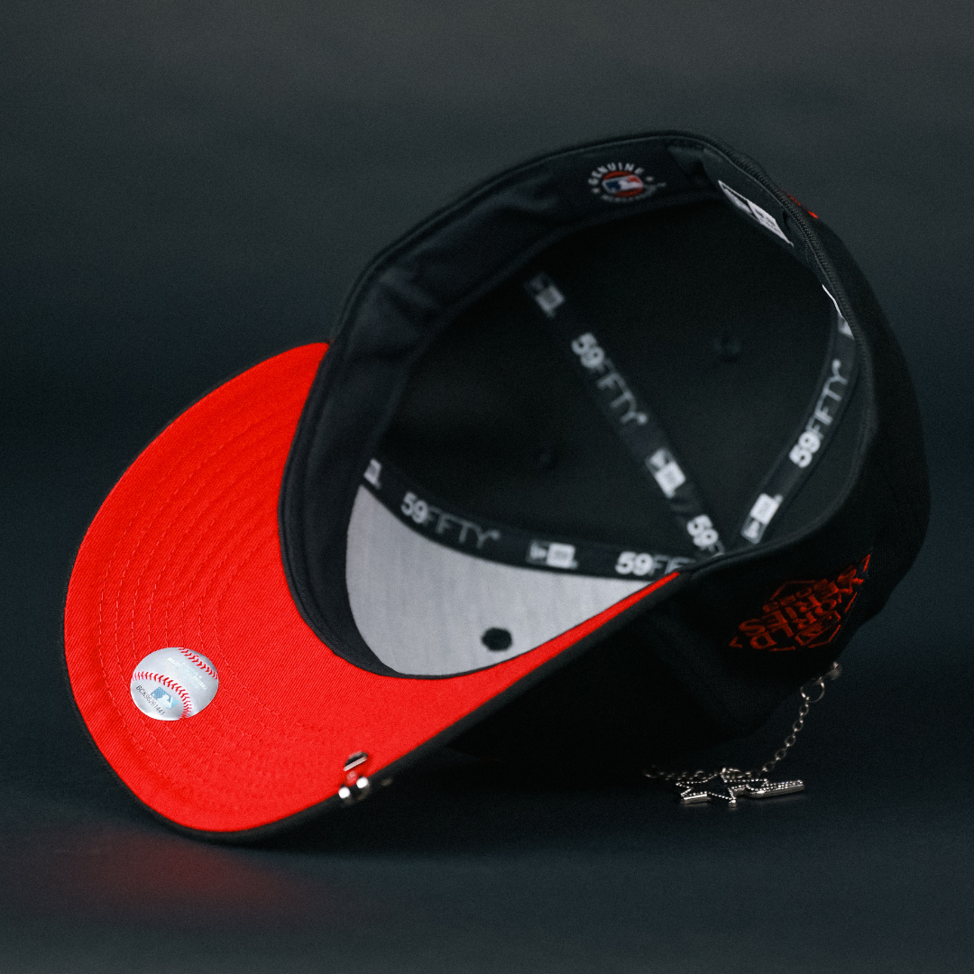 NEW ERA EXCLUSIVE 59FIFTY BLACKED OUT TEXAS RANGERS W/ WORLD SERIES SIDE PATCH
