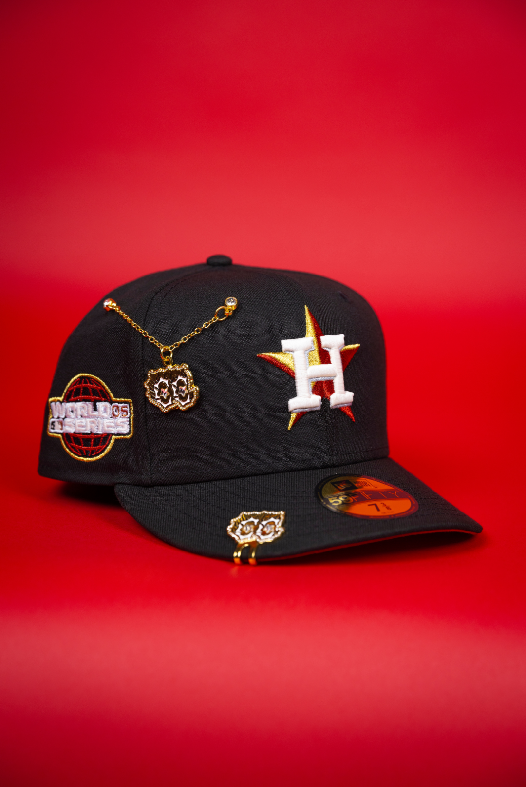 NEW ERA EXCLUSIVE 59FIFTY BLACK HOUSTON ASTROS W/ WORLD SERIES SIDE PATCH