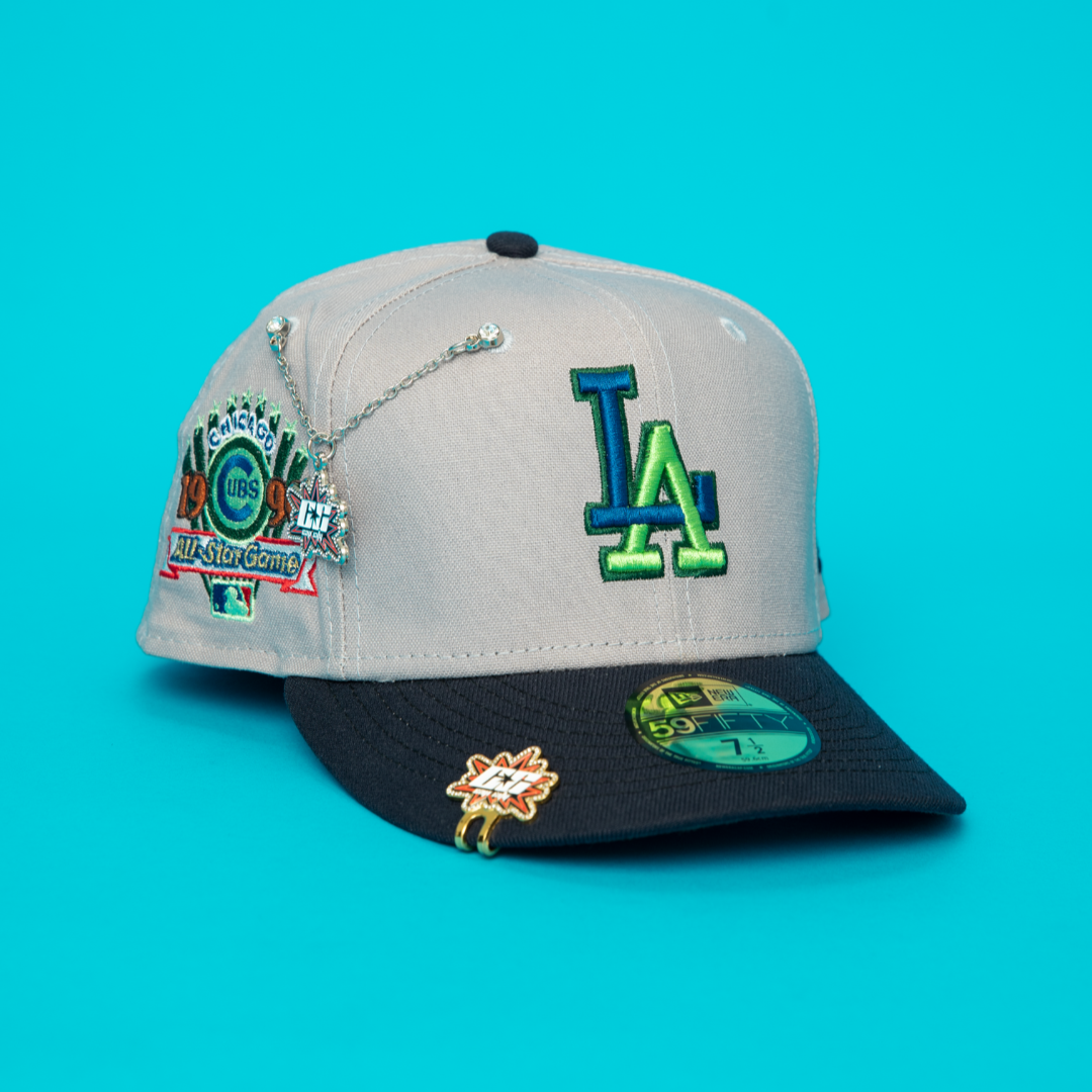 NEW ERA EXCLUSIVE 59FIFTY SMOKE GREY/ NAVY LOS ANGELES DODGERS W/ 1990 ALL STAR GAME SIDE PATCH