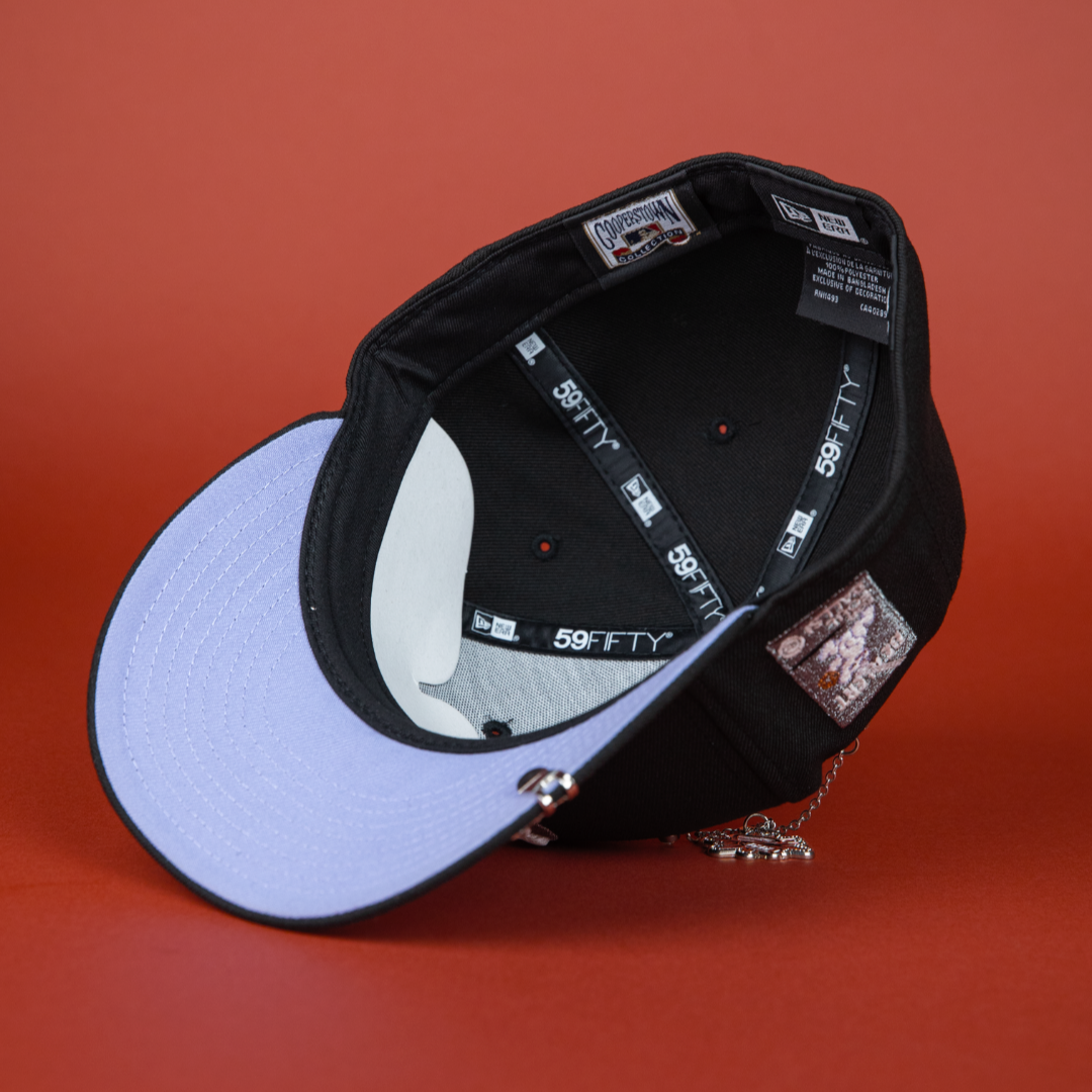 NEW ERA EXCLUSIVE 59FIFTY BLACK CHICAGO CUBS W/ "BE ALERT FOR FOUL BALLS" SIDE PATCH