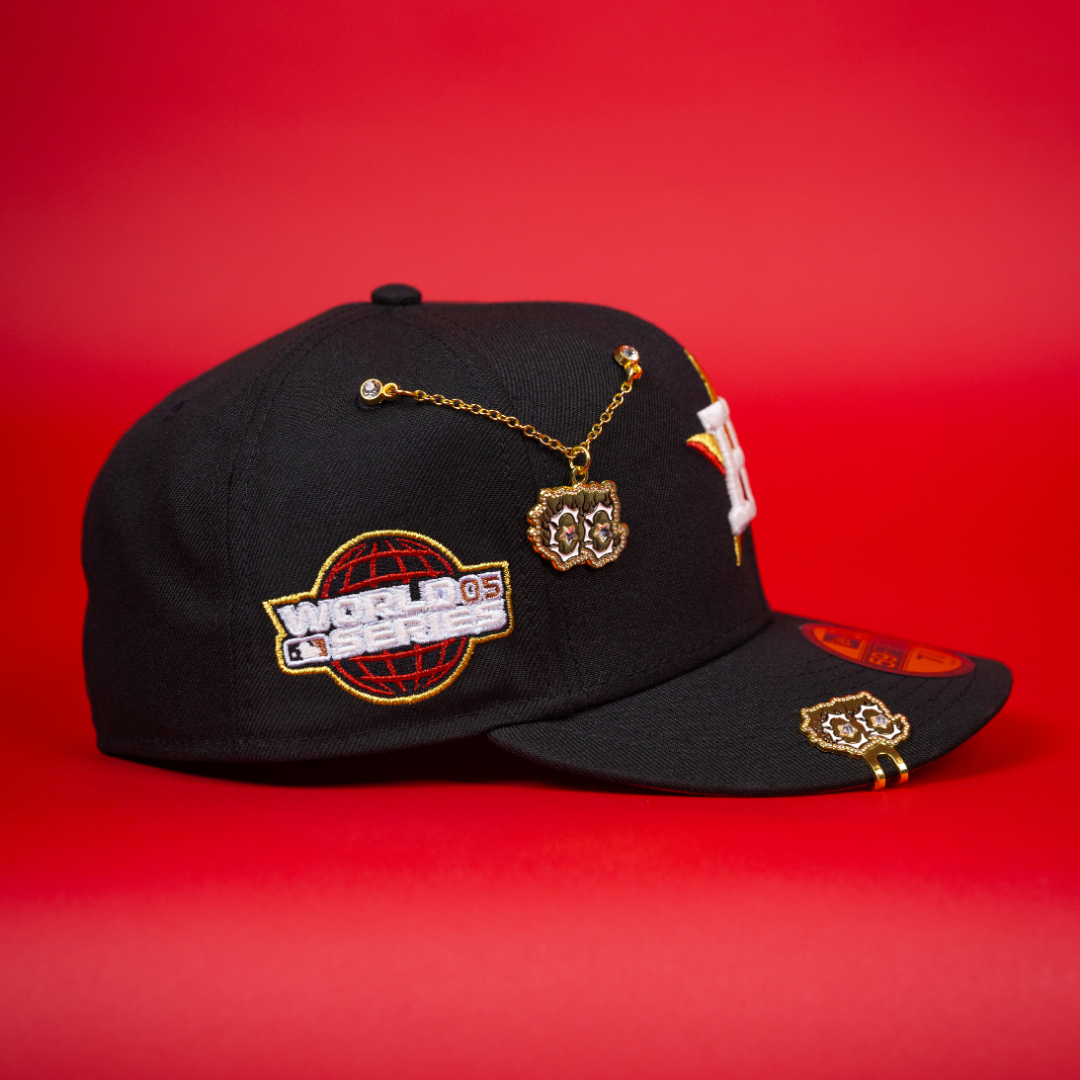 NEW ERA EXCLUSIVE 59FIFTY BLACK HOUSTON ASTROS W/ WORLD SERIES SIDE PATCH