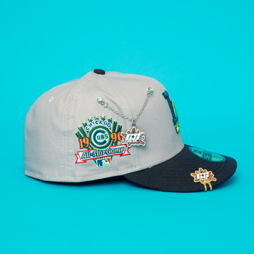 NEW ERA EXCLUSIVE 59FIFTY SMOKE GREY/ NAVY LOS ANGELES DODGERS W/ 1990 ALL STAR GAME SIDE PATCH