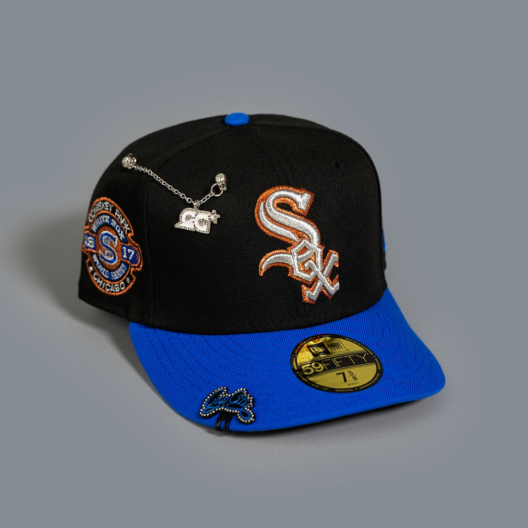 NEW ERA EXCLUSIVE 59FIFTY BLACK/ BLUE CHICAGO WHITE SOX W/ COMISKEY PARK SIDE PATCH
