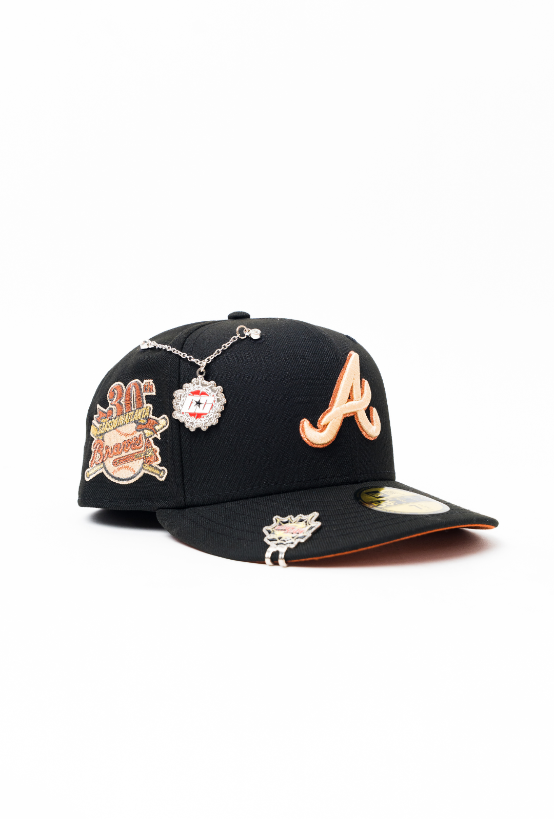 NEW ERA EXCLUSIVE 59FIFTY BLACK ATLANTA BRAVES W/ 30TH ANNIVERSARY SIDE PATCH