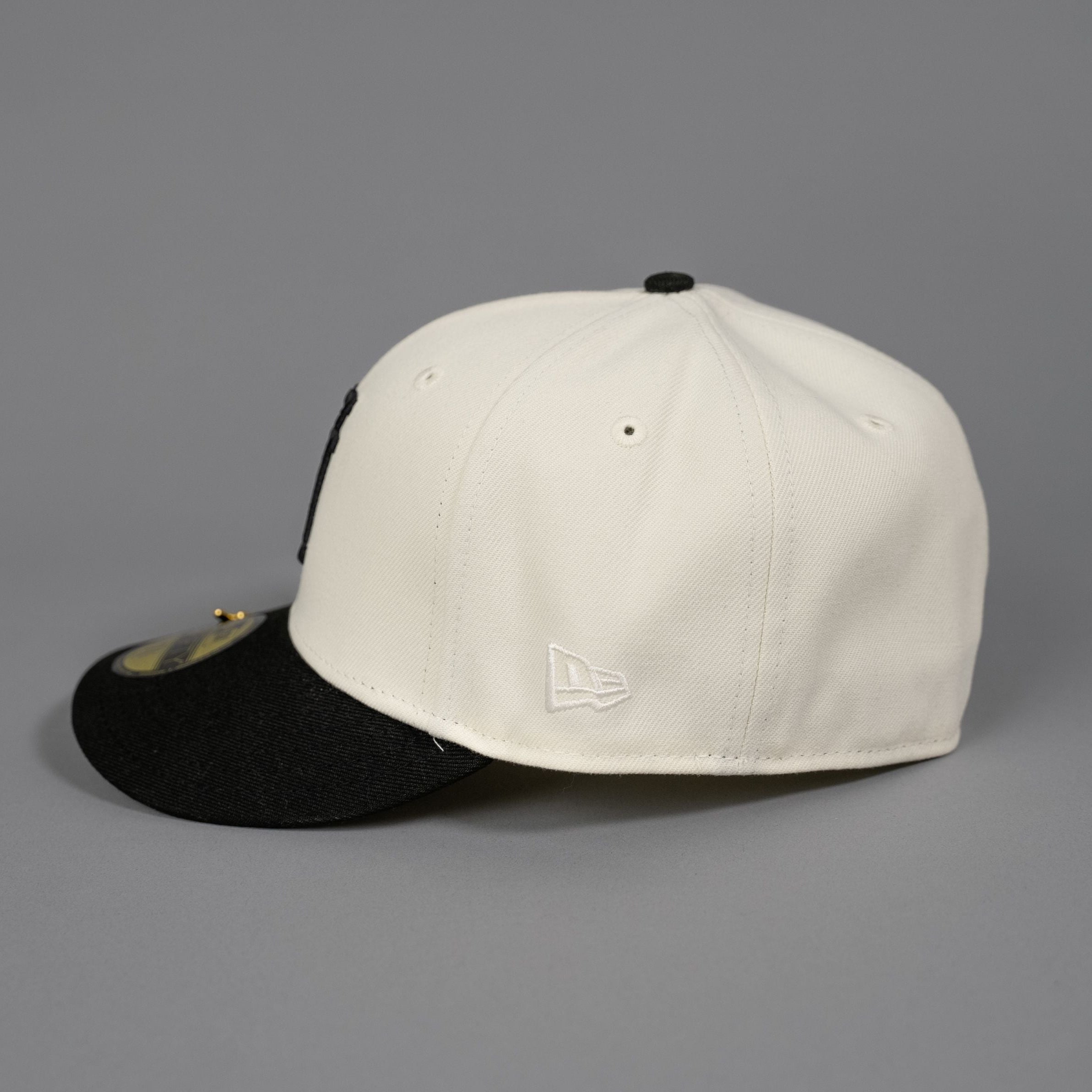 NEW ERA EXCLUSIVE 59FIFTY CHROME/ BLACK UPSIDE DOWN LOS ANGELES DODGERS W/ 60TH ANNIVERSARY SIDE PATCH