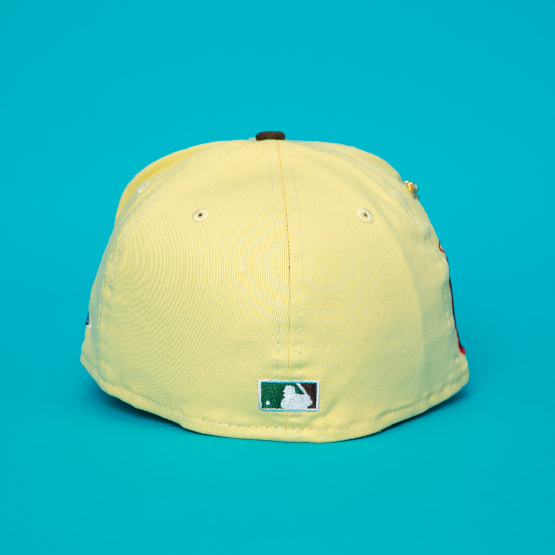 NEW ERA EXCLUSIVE 59FIFTY VEGAS GOLD/ FOREST GREEN LOS ANGELES DODGERS W/ 1999 ALL STAR GAME SIDE PATCH