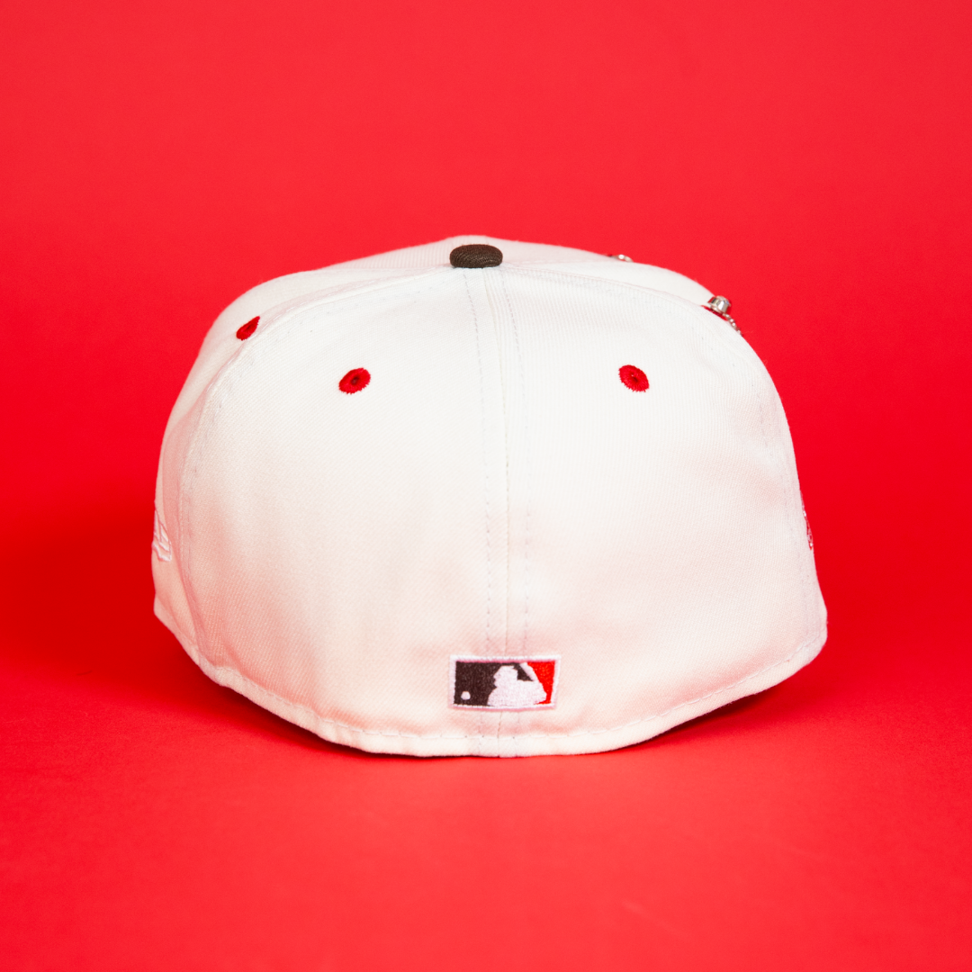 NEW ERA EXCLUSIVE 59FIFTY CHROME/ BROWN LOS ANGELES DODGERS W/ 100TH ANNIVERSARY SIDE PATCH