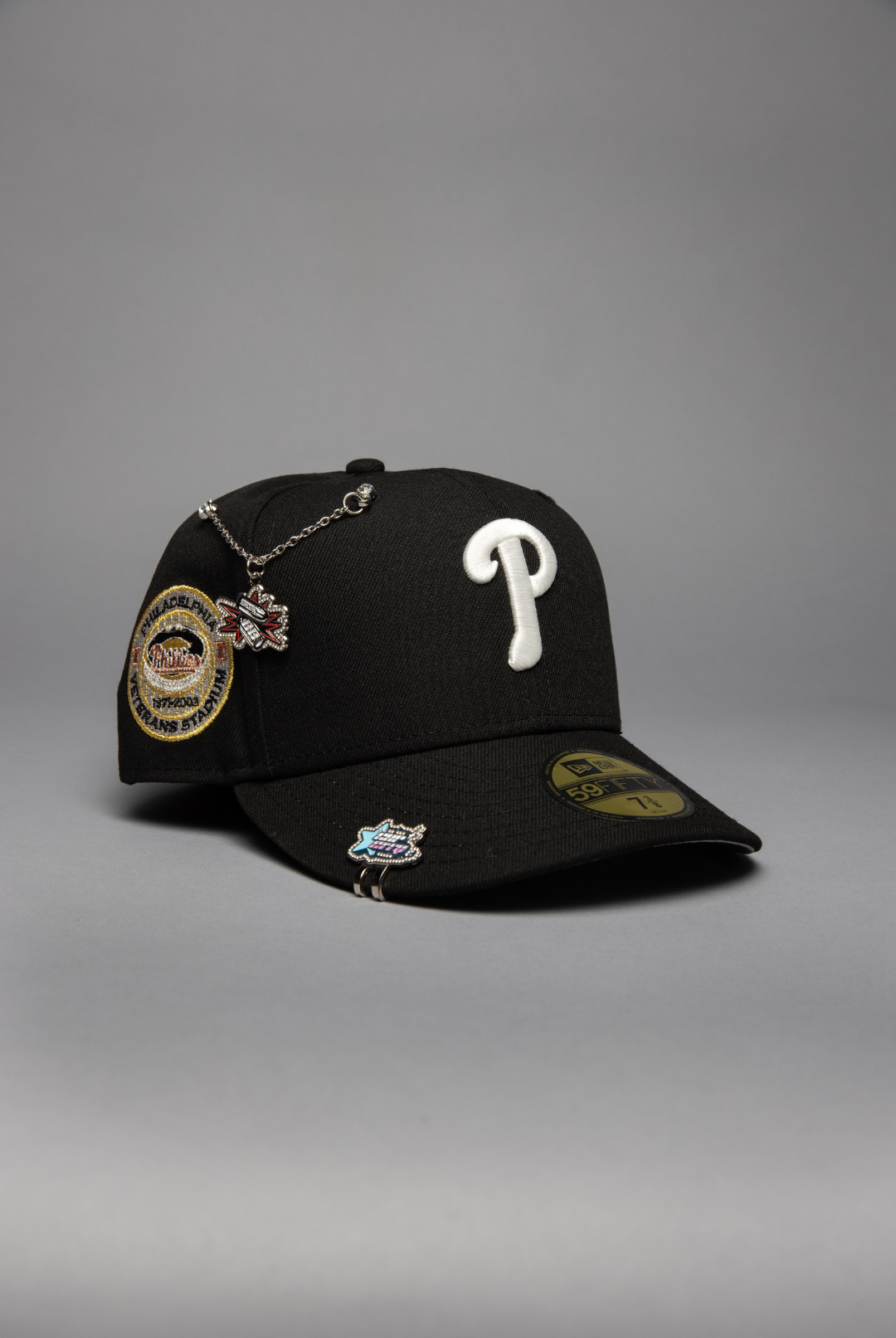 NEW ERA EXCLUSIVE 59FIFTY BLACK PHILADELPHIA PHILLIES W/ VETERANS STADIUM SIDE PATCH
