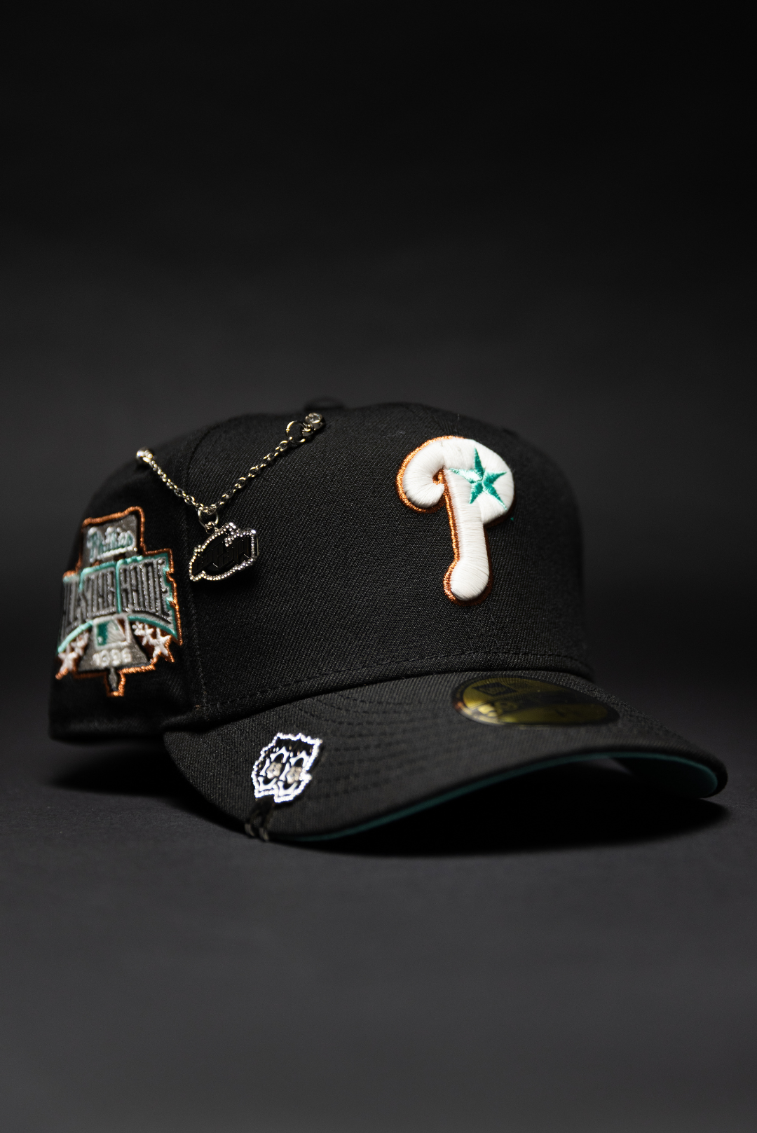 NEW ERA EXCLUSIVE 59FIFTY BLACK PHILADELPHIA PHILLIES W/ 1996 ALL STAR GAME SIDE PATCH