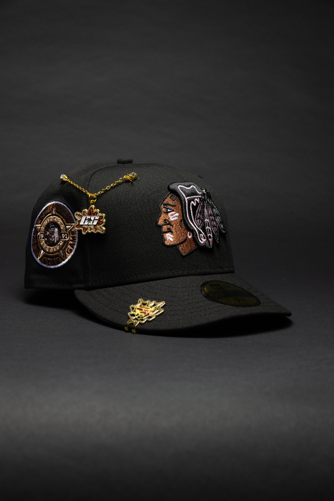 NEW ERA EXCLUSIVE 59FIFTY BLACK CHICAGO BLACKHAWKS W/ ALL STAR GAME PARK SIDE PATCH