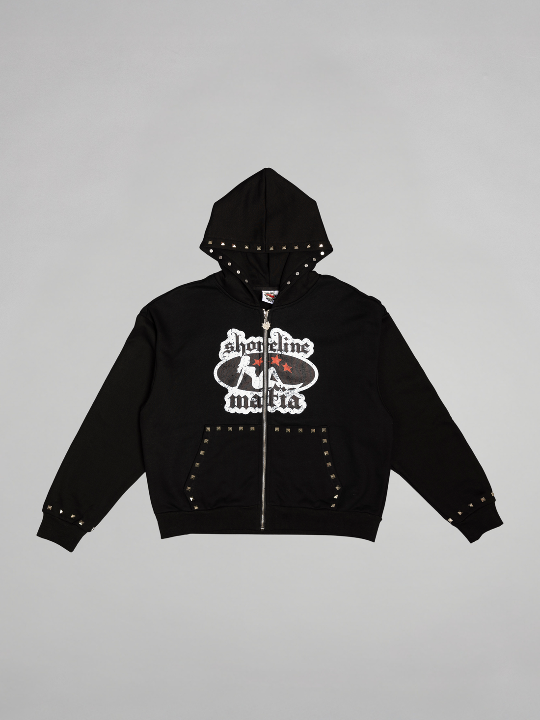 Cap City X Shoreline Mafia Black Studded Zip Up Hoodie - Unisex