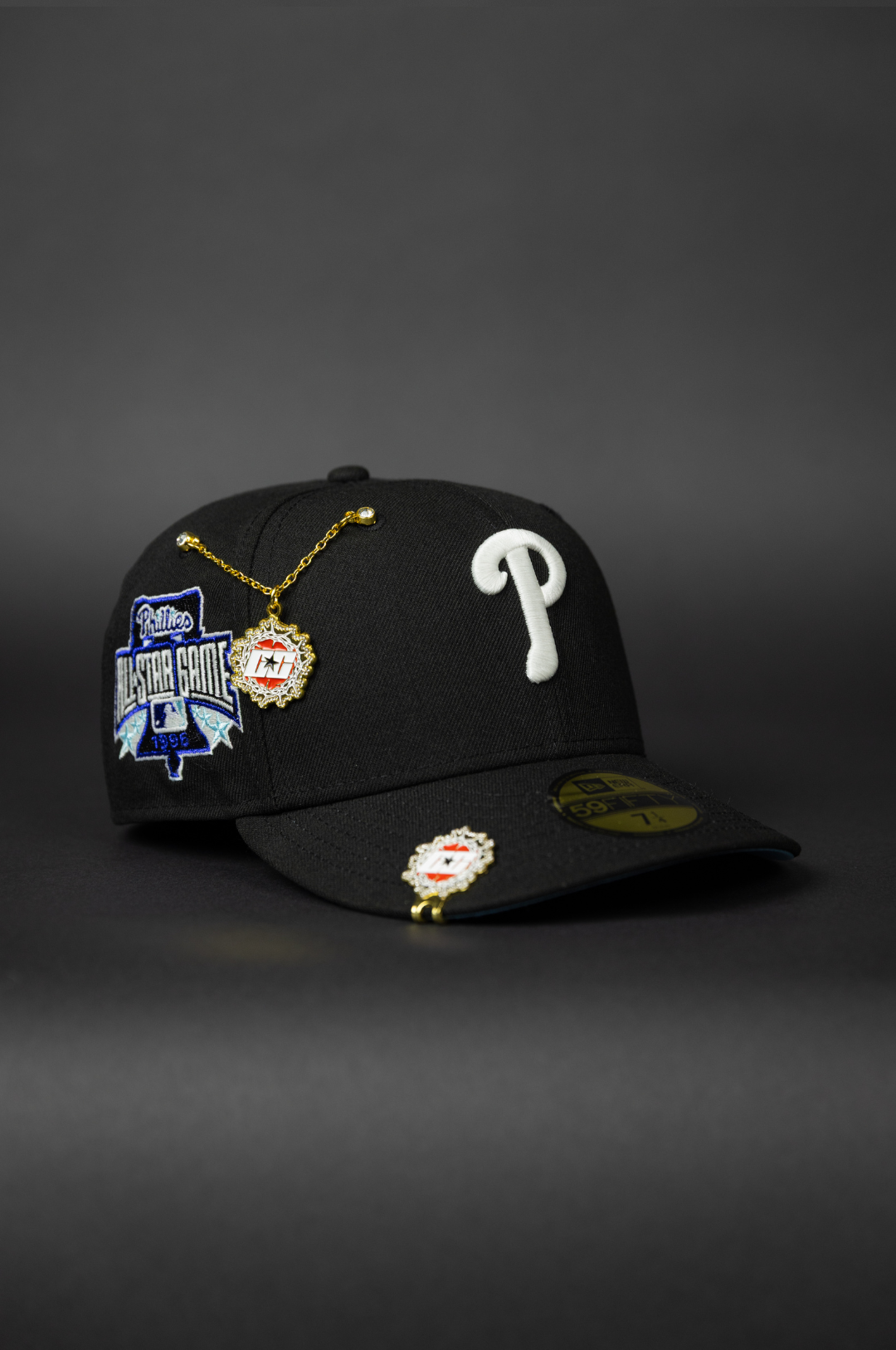 NEW ERA EXCLUSIVE 59FIFTY BLACK PHILADELPHIA PHILLIES W/ 1996 ALL STAR GAME SIDE PATCH
