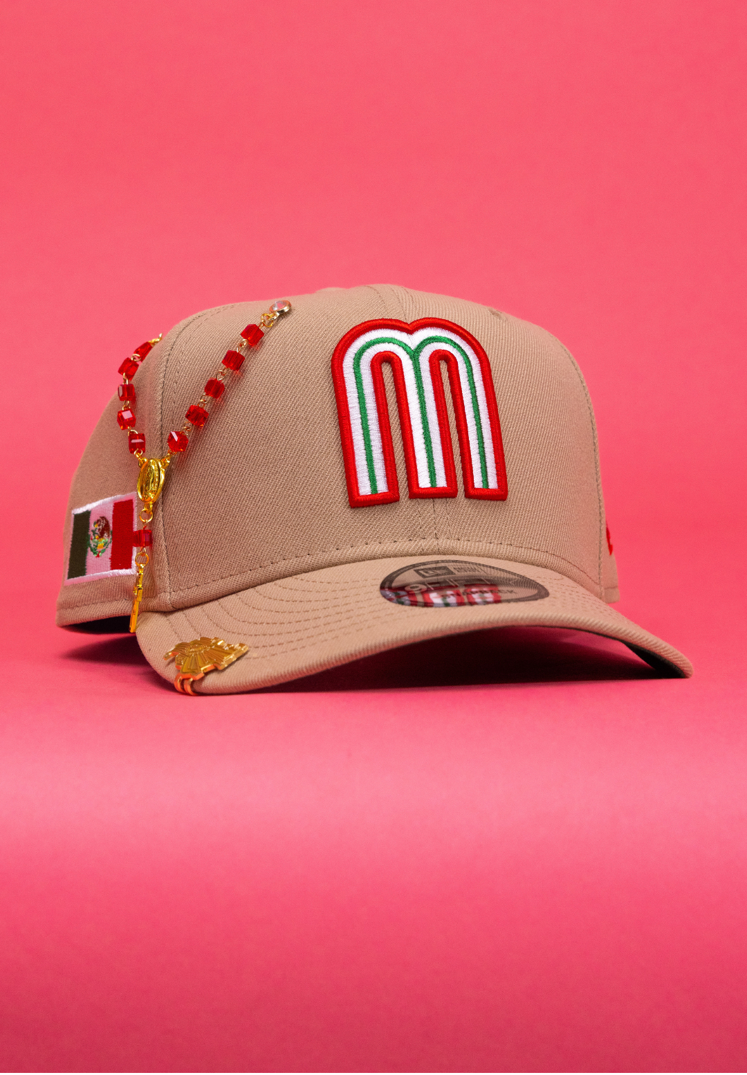 New Era Exclusive 9Fifty Beige 2026 WBC Mexico Snapback W/ Mexican Flag Side Patch