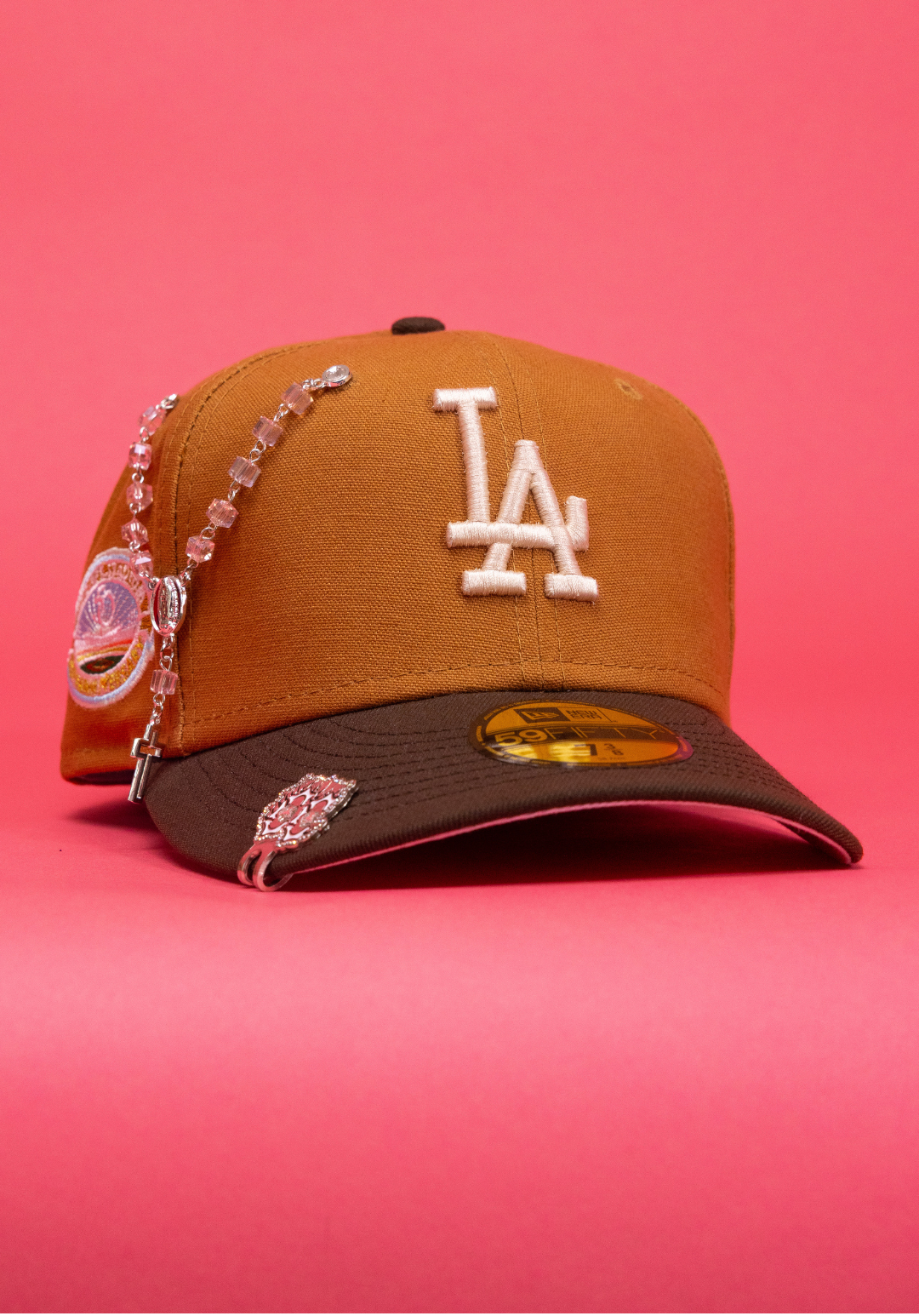 New Era Exclusive 59Fifty Tan/Brown Los Angeles Dodgers W/ 50th Anniversary Side Patch