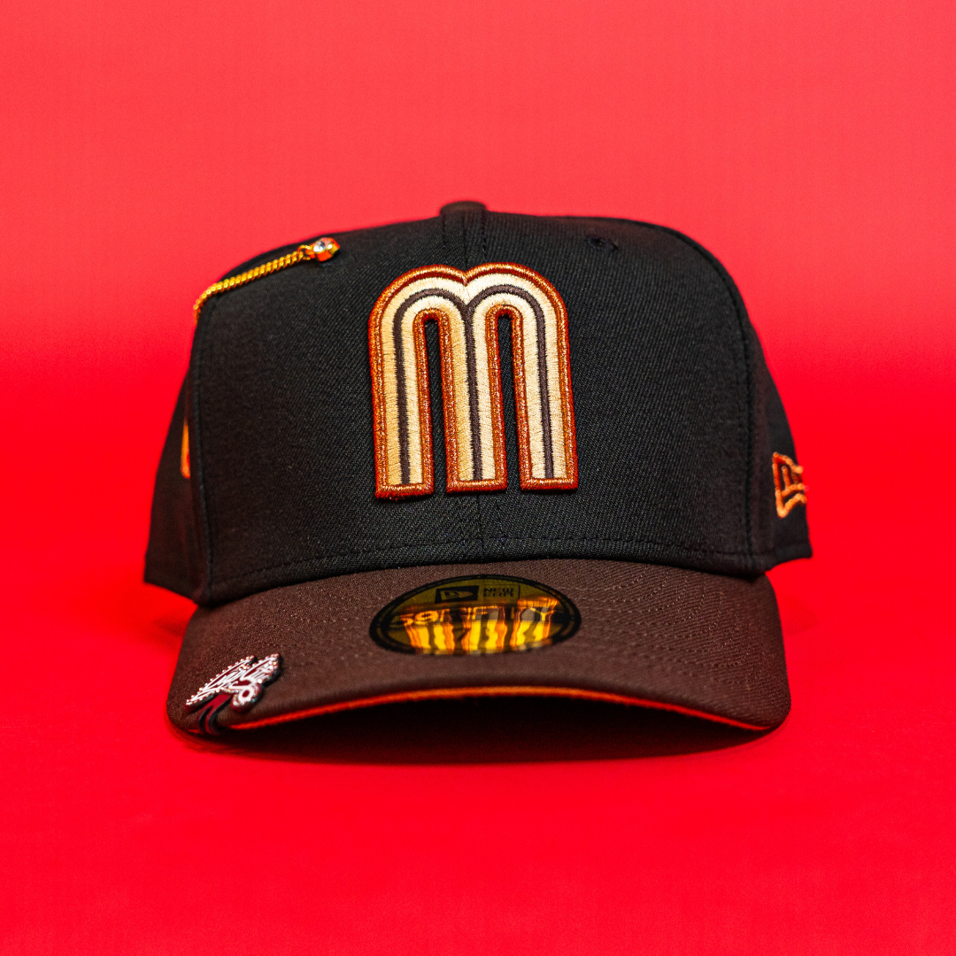 NEW ERA EXCLUSIVE 59FIFTY BLACK/ BROWN MEXICO 2025 WORLD BASEBALL CLASSIC TWO TONE