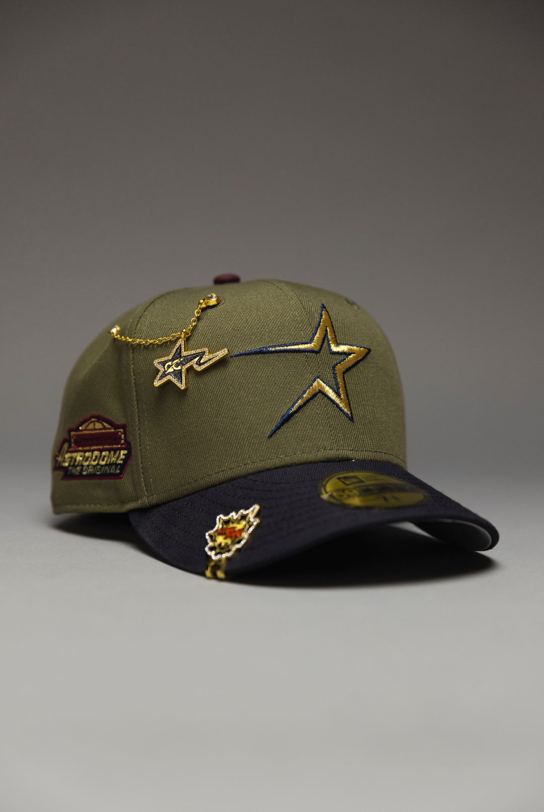 NEW ERA EXCLUSIVE 59FIFTY OLIVE/NAVY HOUSTON ASTROS W/ ASTRODOME SIDE PATCH